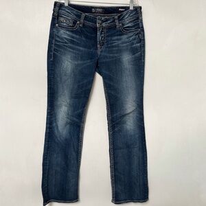 Silver Jeans Suki Mid Rise Slim Boot Cut Jean Buckle Super Stretch Women Size 34